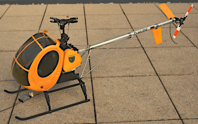 Helicopter with Tail and Cabin, left side