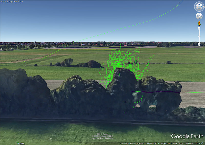 3D position plot for 2016-10-16, back view of take-off and tree-landing