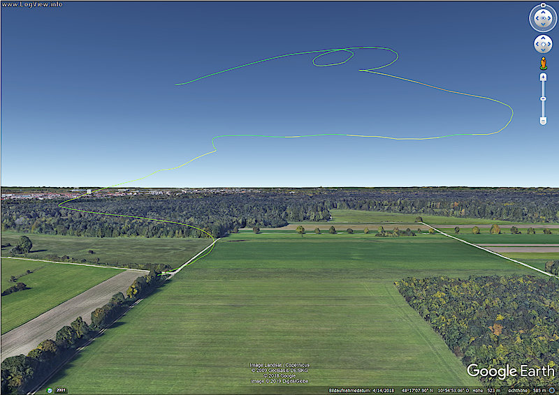 3D position plot for 2016-10-16, descent part of the flight